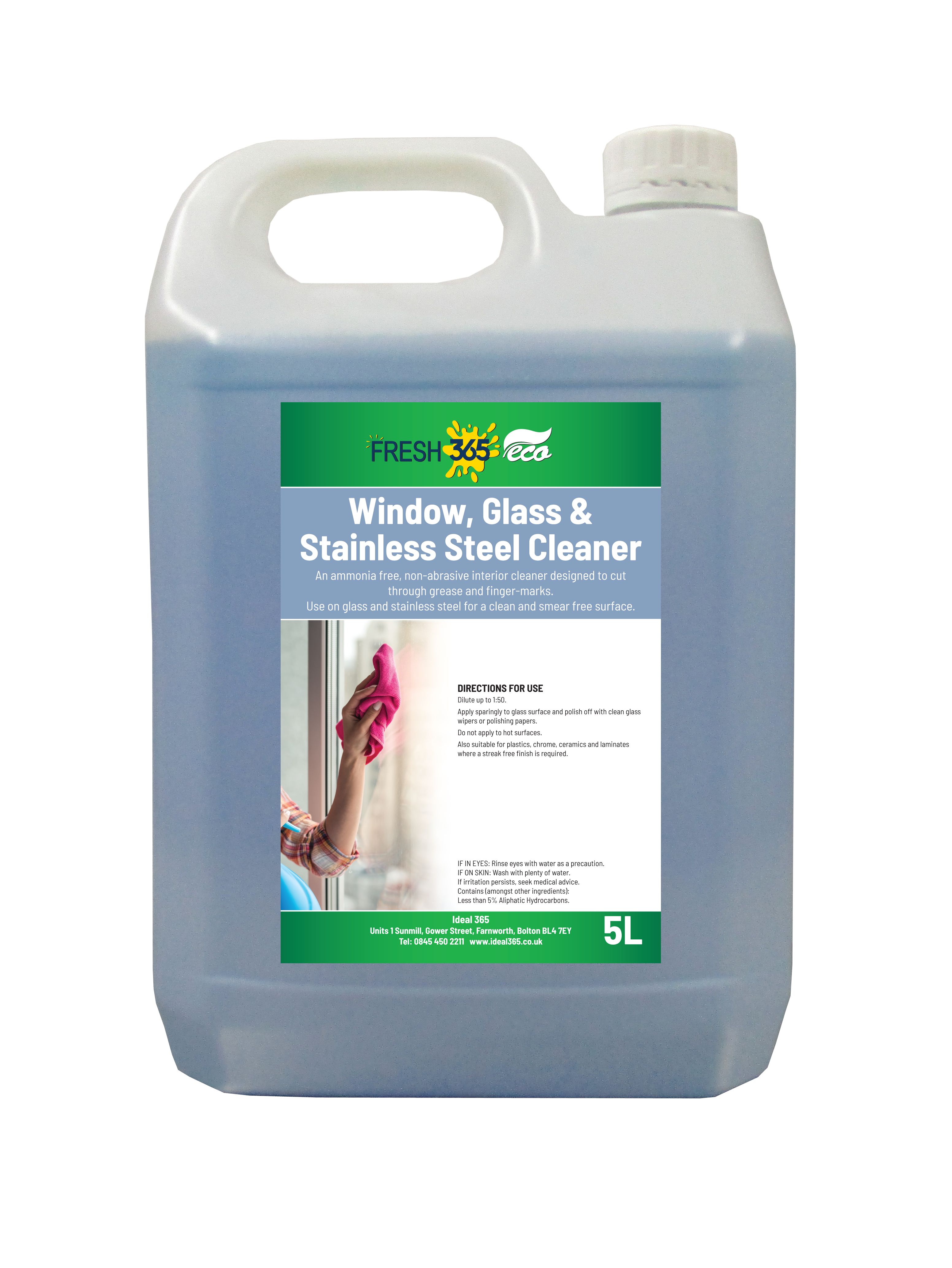 Fresh 365 window, glass & stainless steel cleaner 5 litre