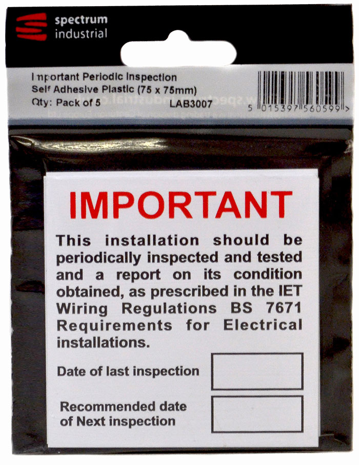 Important periodic inspection - pack of 5 pvc 