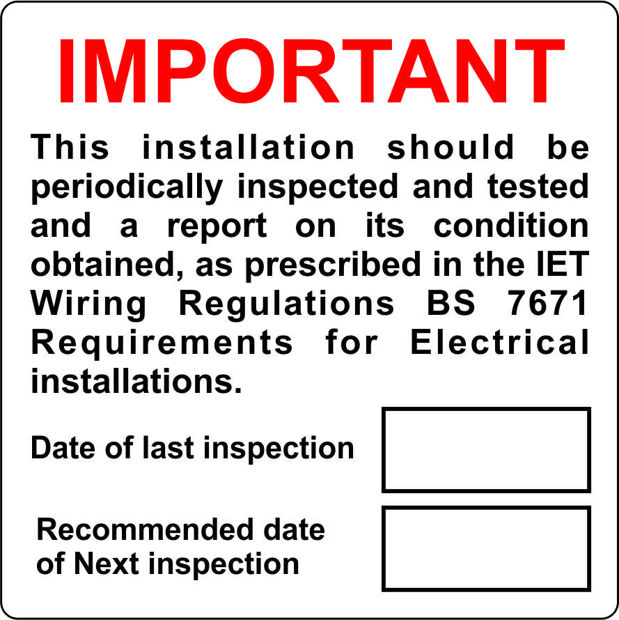 Important periodic inspection - pack of 25 sav