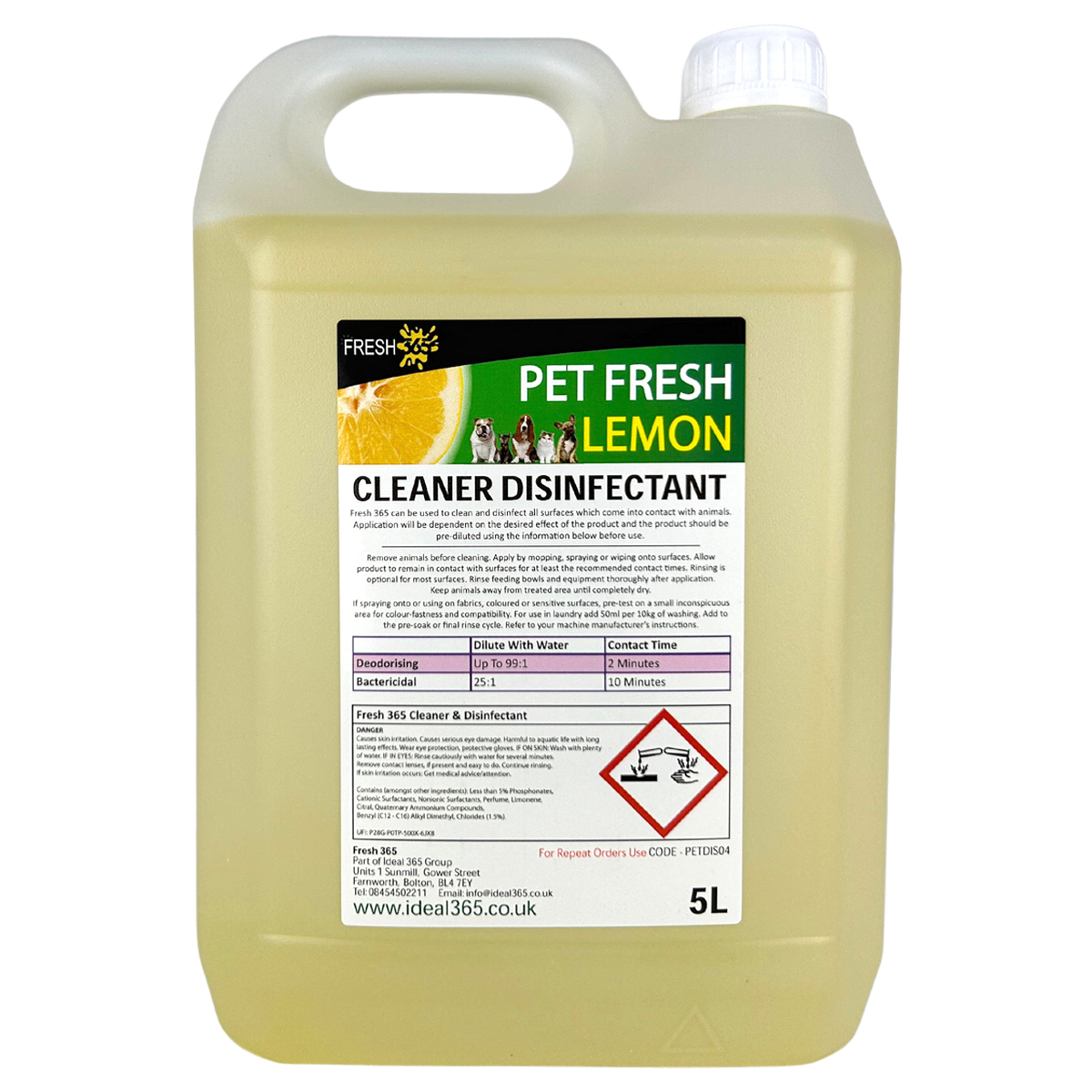 Fresh365 lemon pet friendly disinfectant 5 l