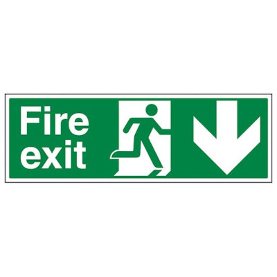 Fire exit running man arrow down