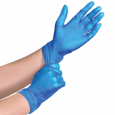 Vinyl disposable gloves large blue per 100