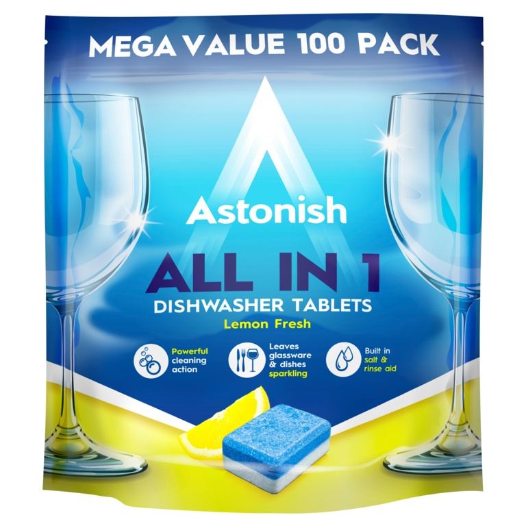 Astonish all in one lemon dishwasher tablets - 100 tablets
