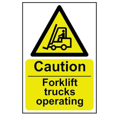 Caution forklift trucks operating - rpvc