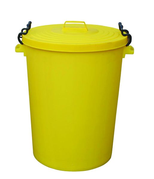 Dustbin yellow 110litre bin lockable lid 