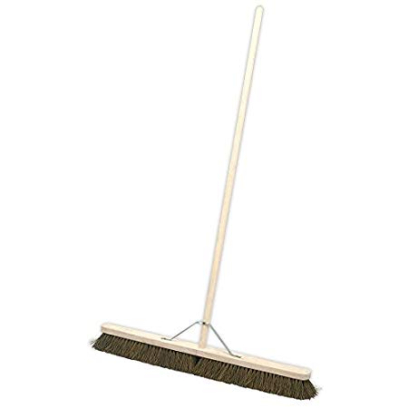 Natural coco broom - 54 inch handle / 36 inch fitted head