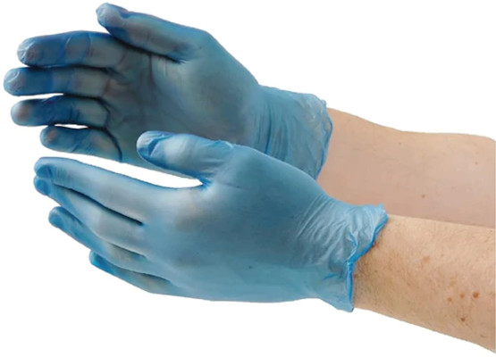 B-safe blue vinyl glove