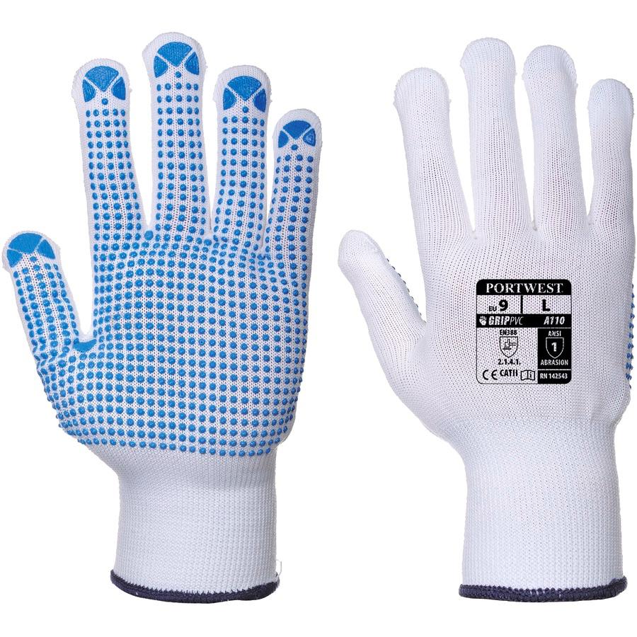 Portwest pw070 nylon polka dot glove - blue/white - small