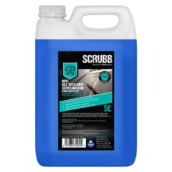 Scrubb m15 professional all weather screenwash concentrate 5 litres